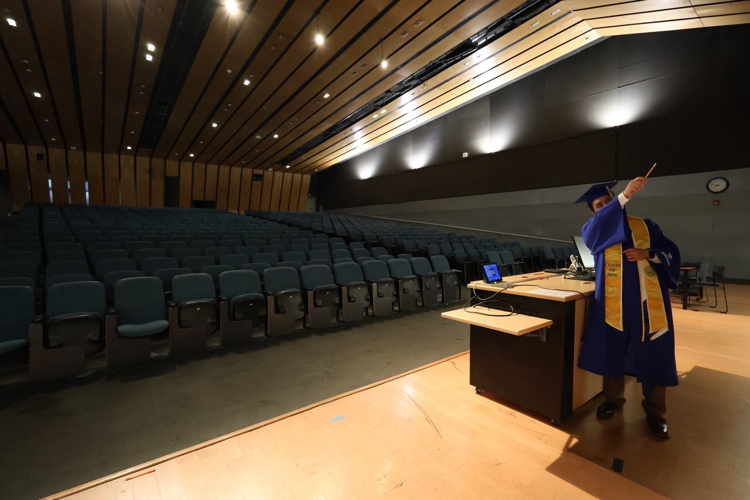 David Vidrio presenting in a lecture hall